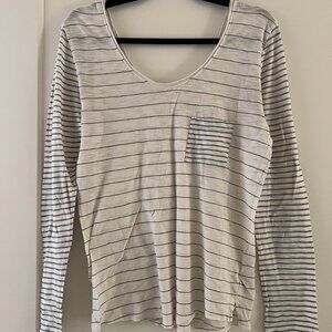Anthropologie t.la white and black striped scoop neck and back shirt